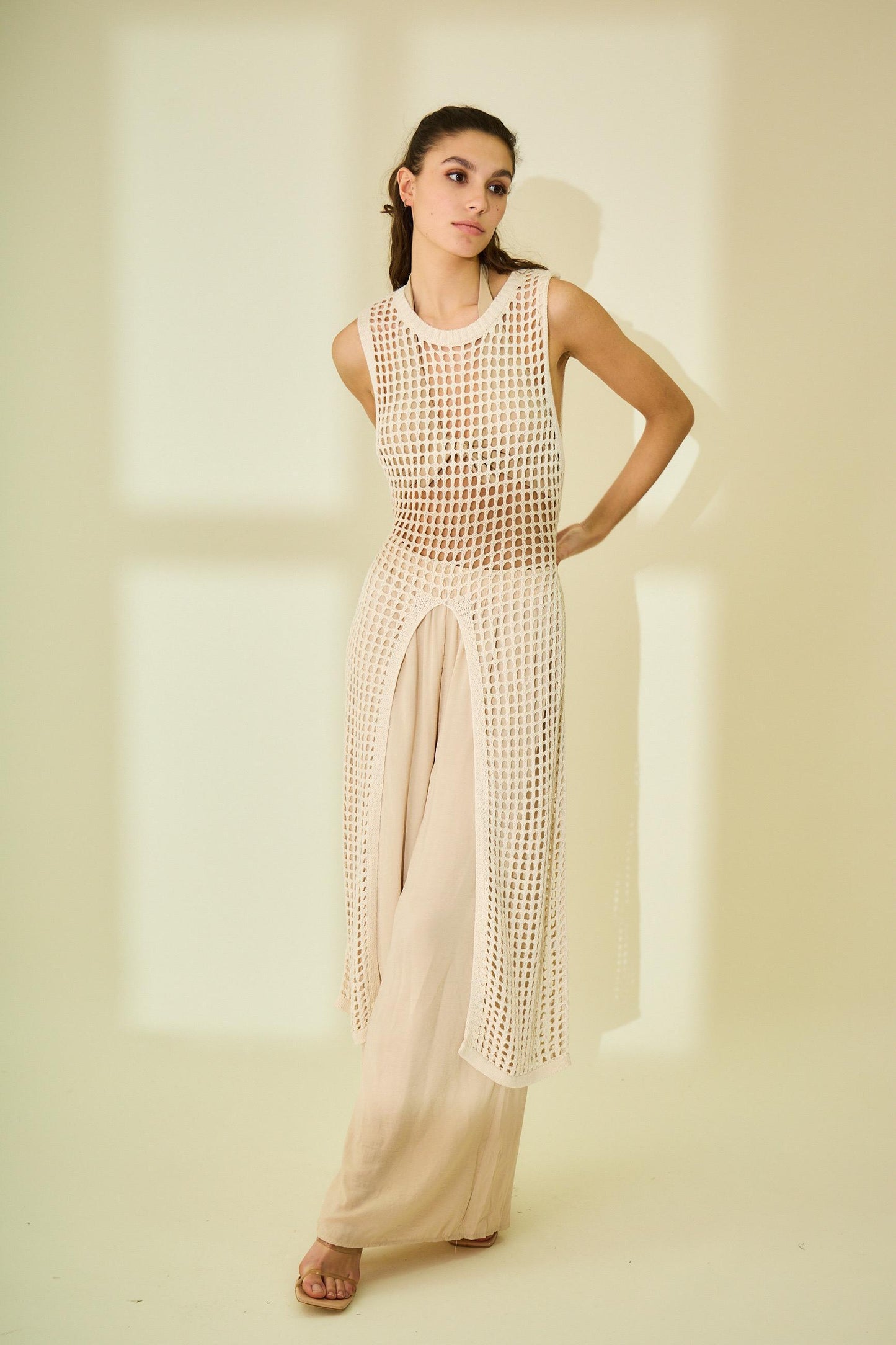 Set Beige Crochet Pants