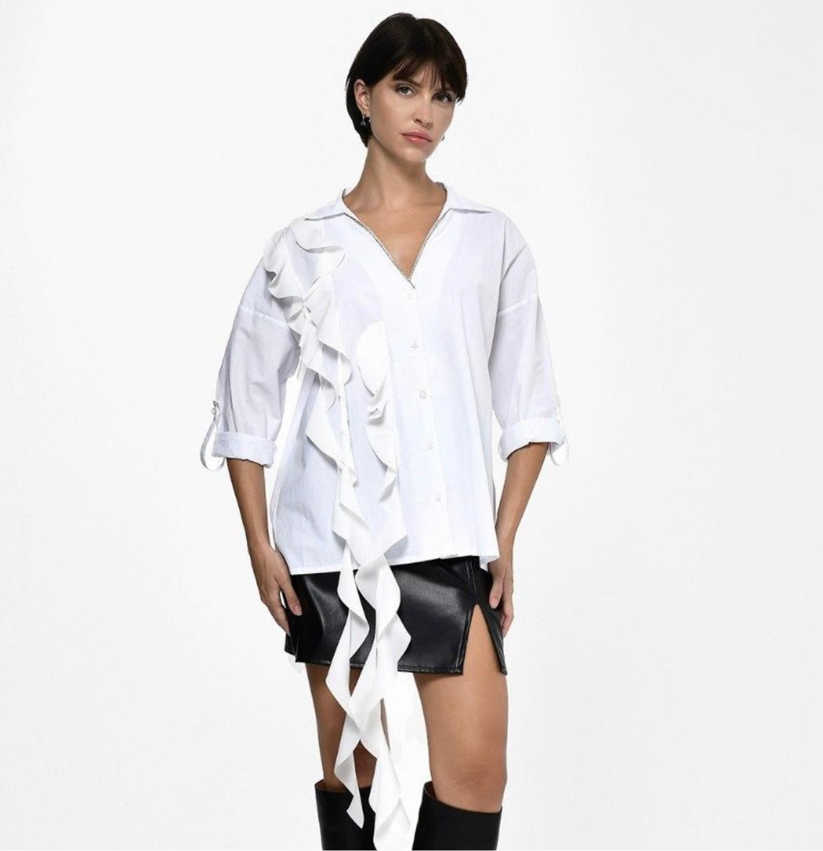 Ruffle white shirt