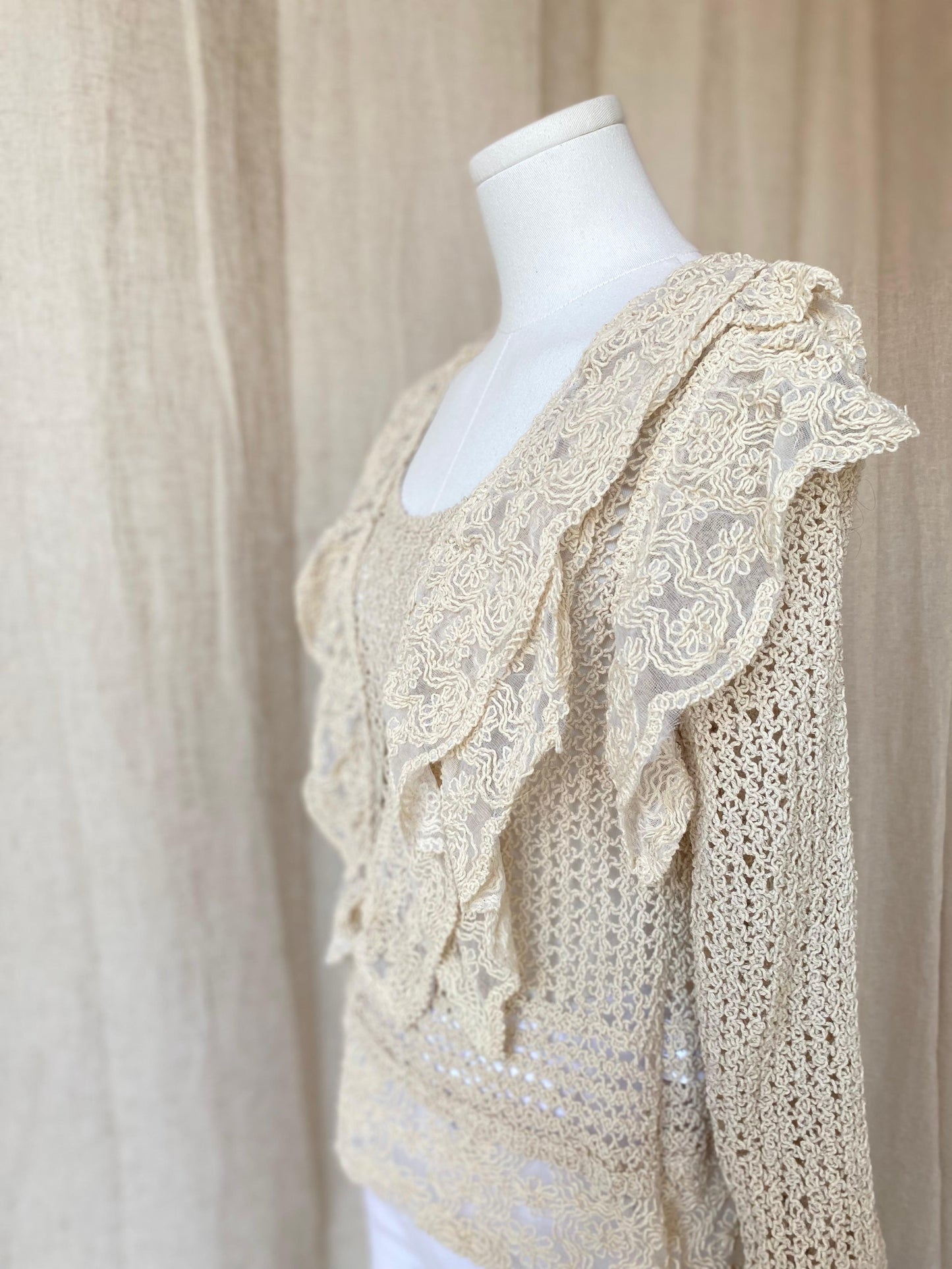 Top Long Sleeves Beige Handmade