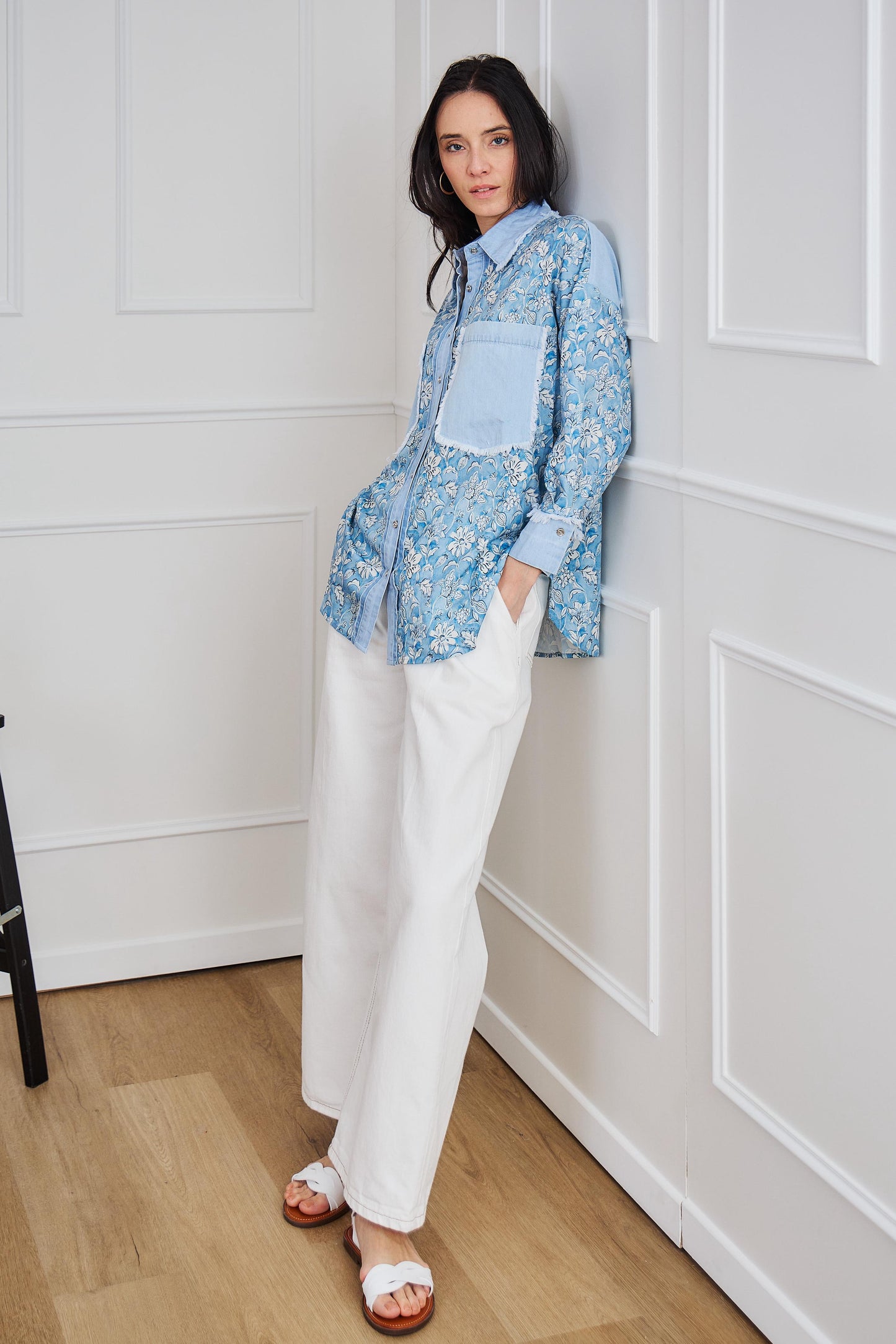 Chemise Light Blue Flora