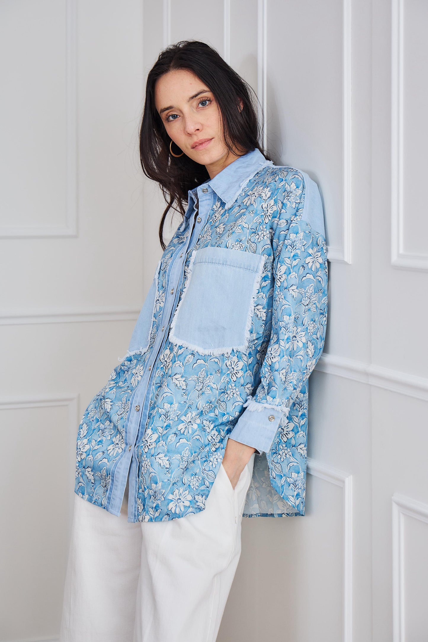 Chemise Light Blue Flora