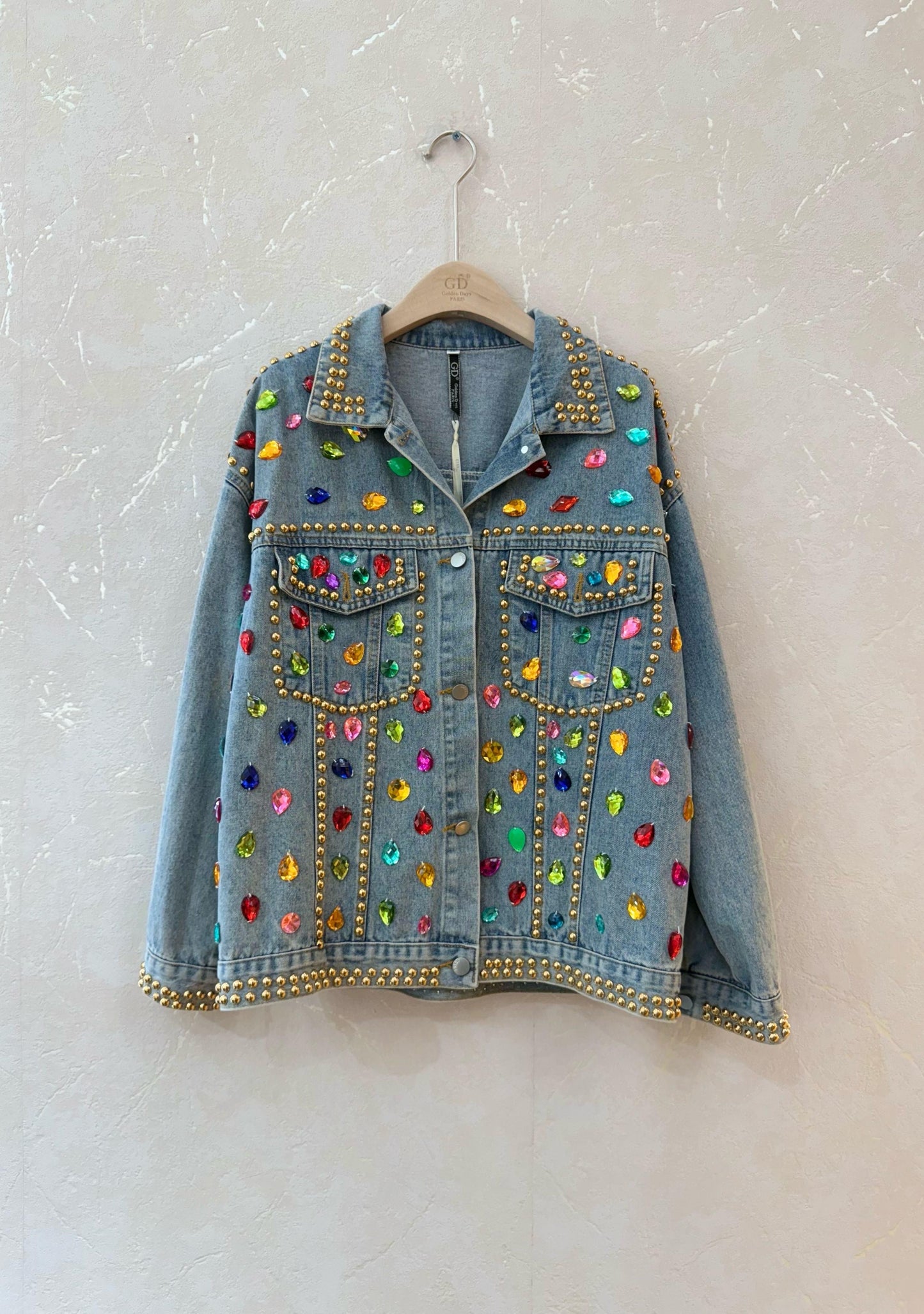 Denim Handmade Colorful Studs New Golden