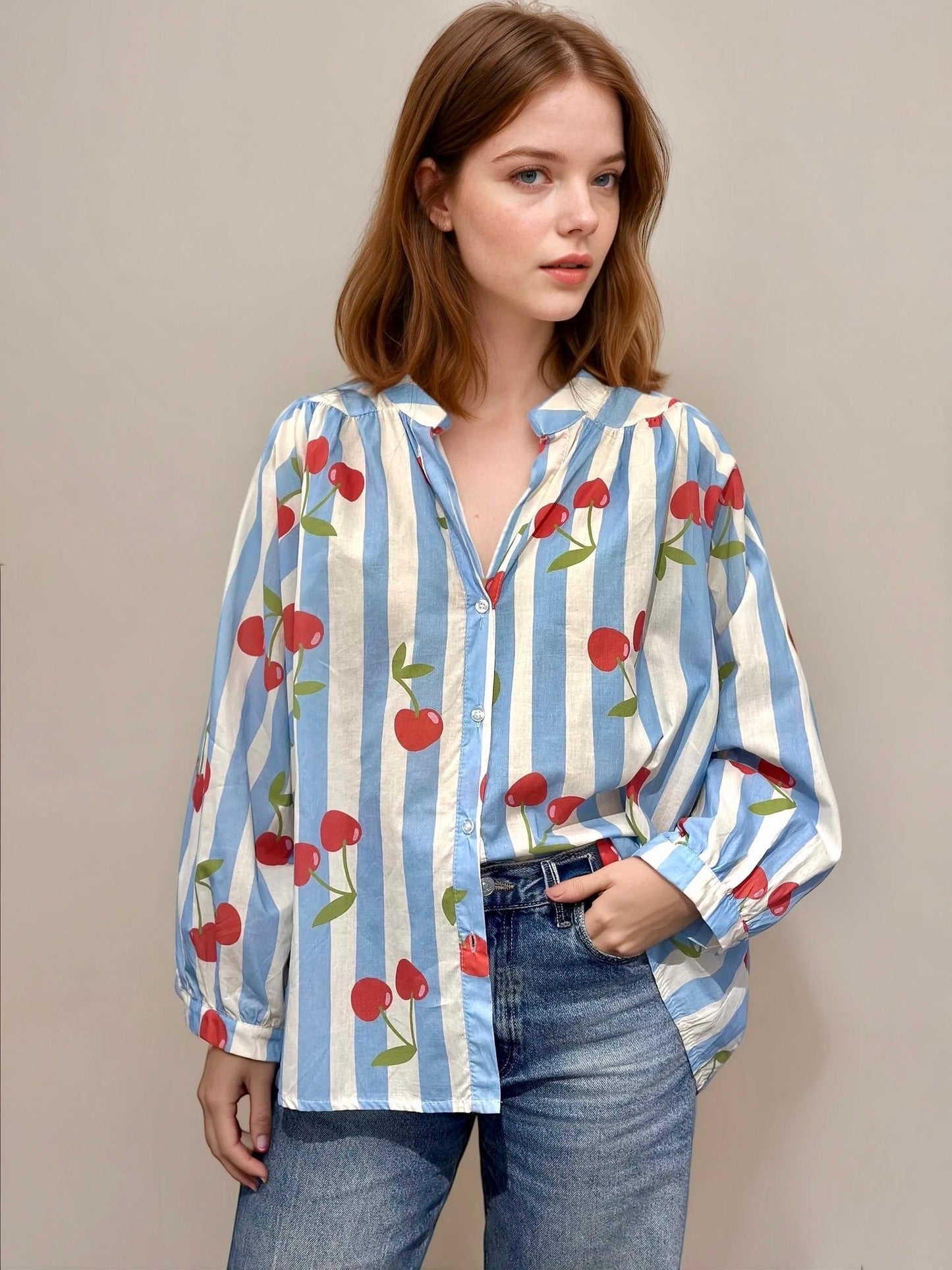 Blue Vintage Chemise Cherry