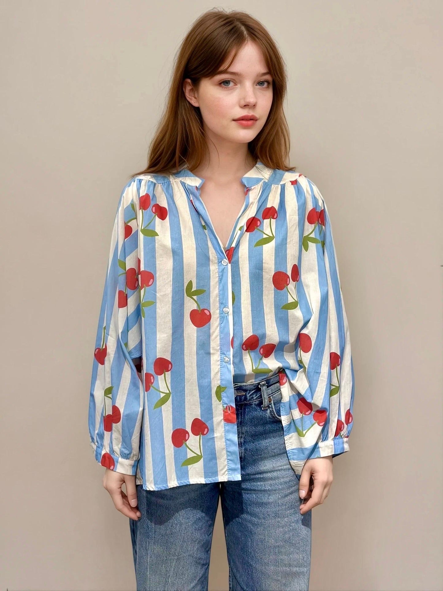 Blue Vintage Chemise Cherry