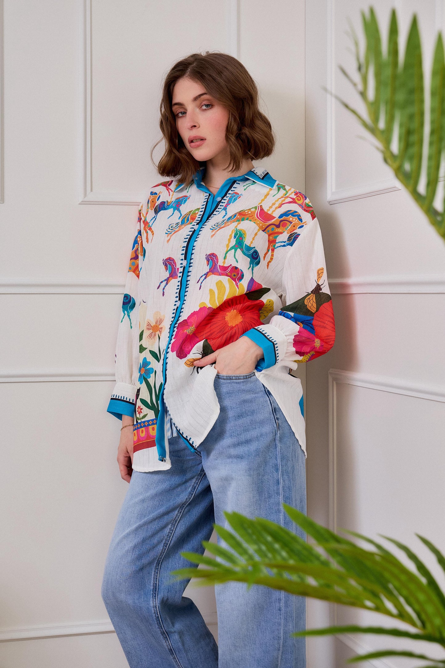 Horses Shirt Linen Pattern