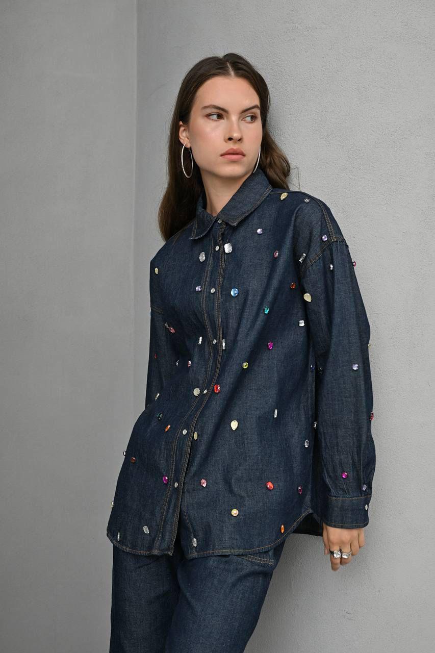 Set denim studs