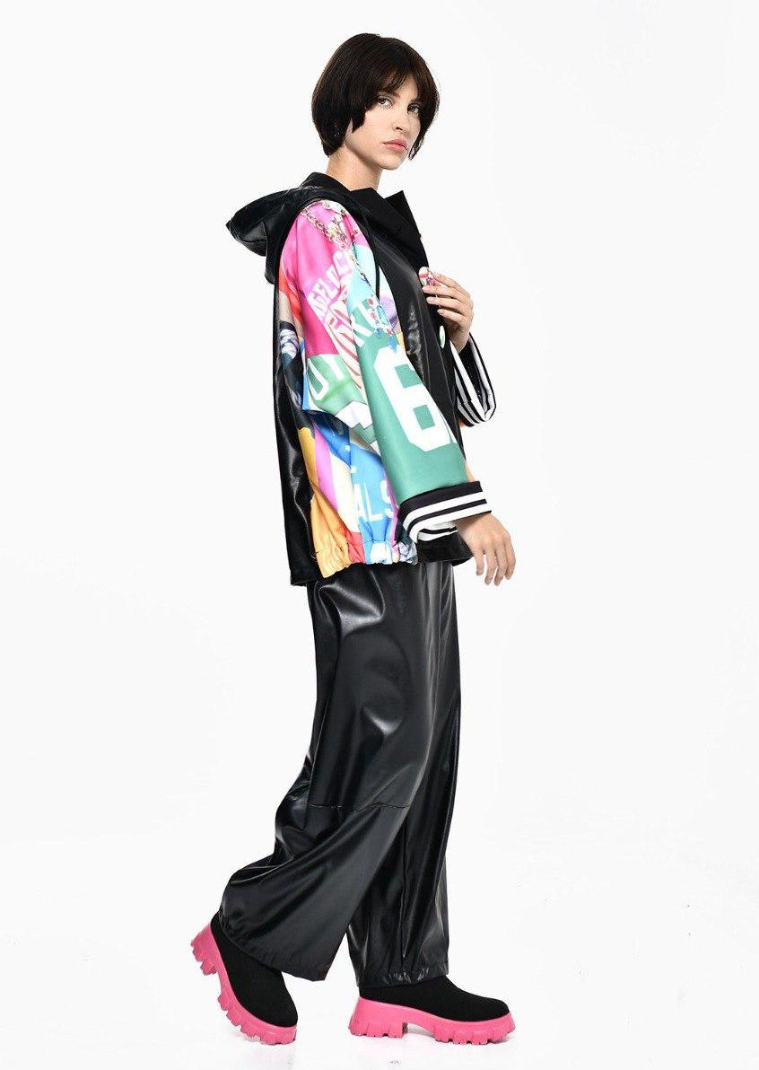 Jacket Leather Colorful sleeves