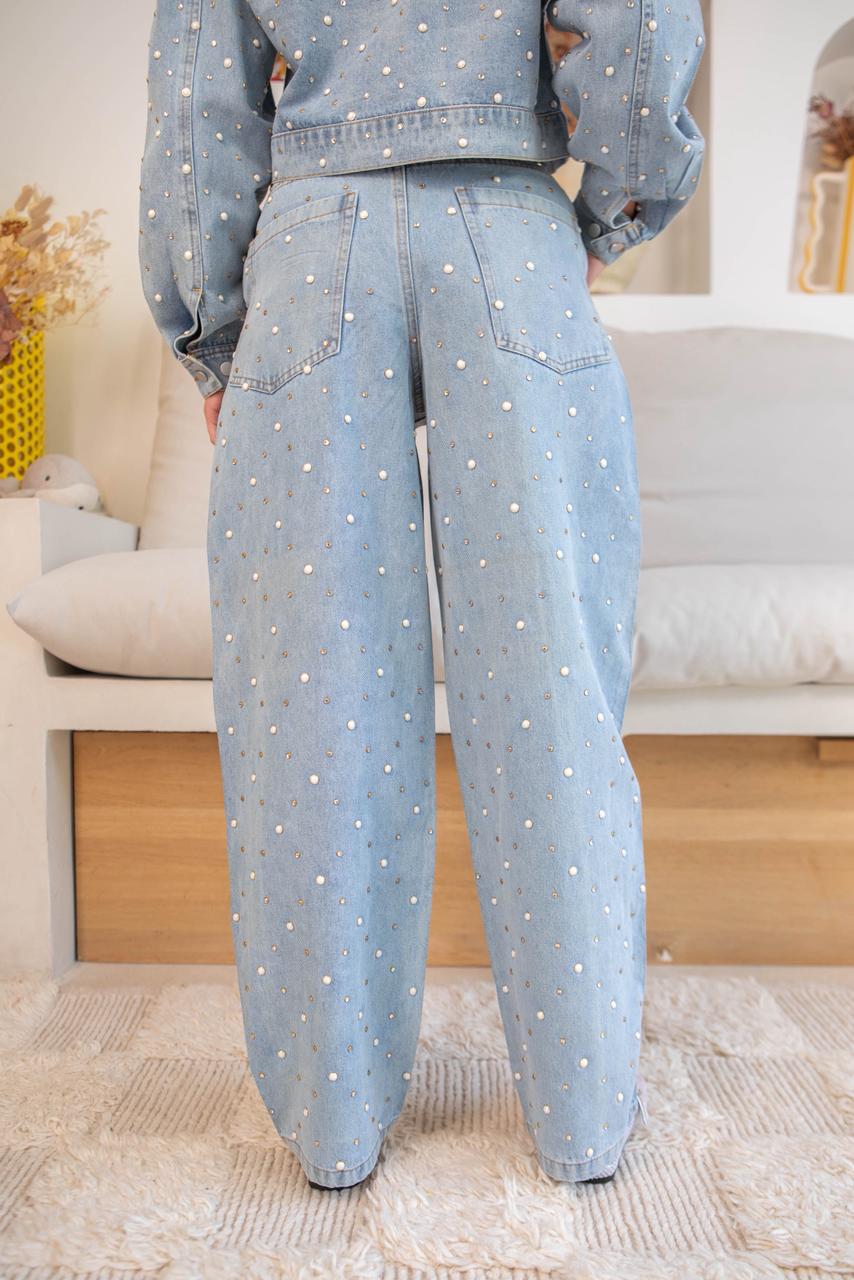 Pants denim pearls
