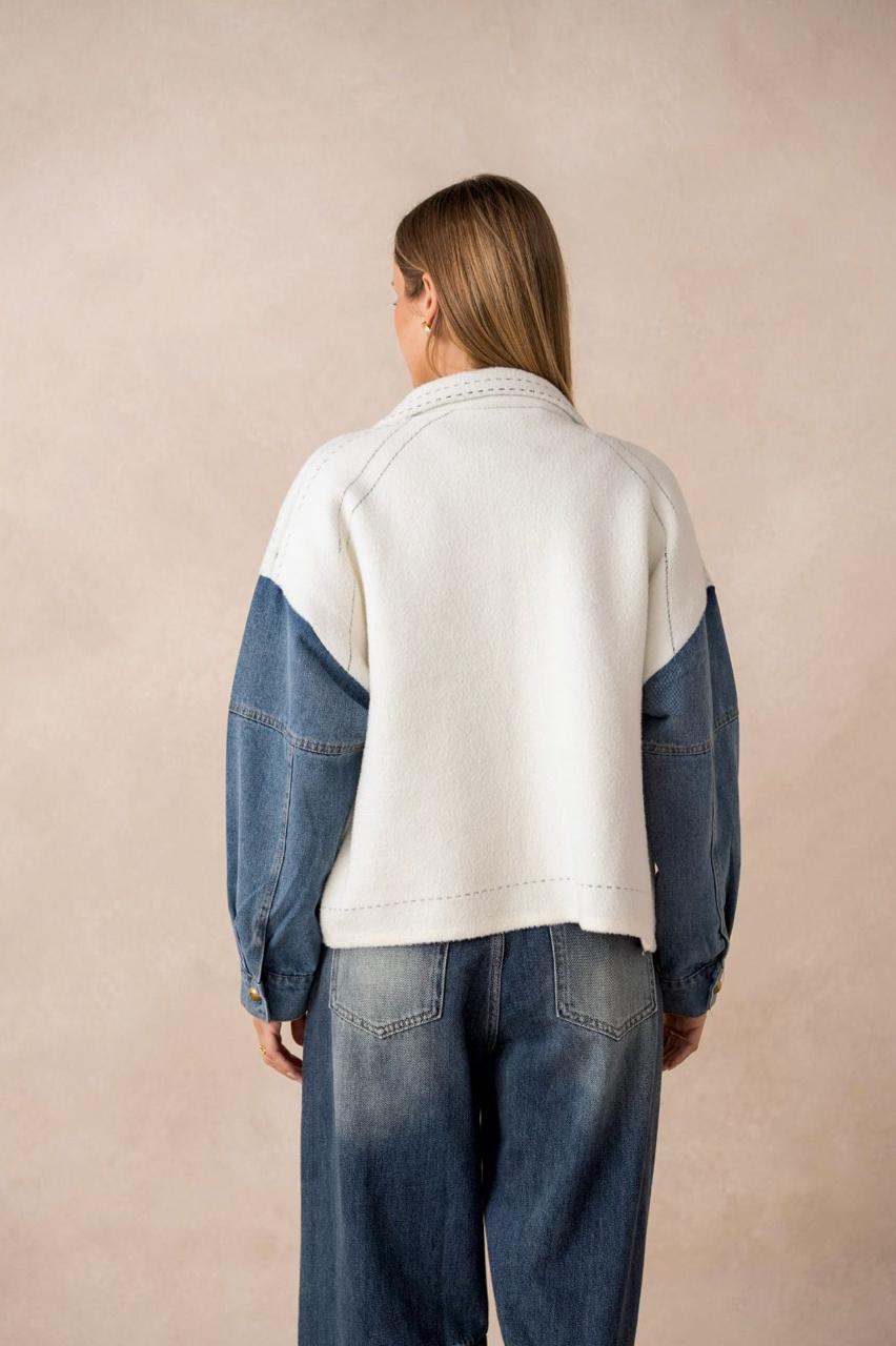 Jacket White Denim Sleeves