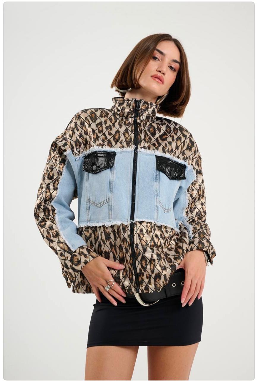 Leopard print denim