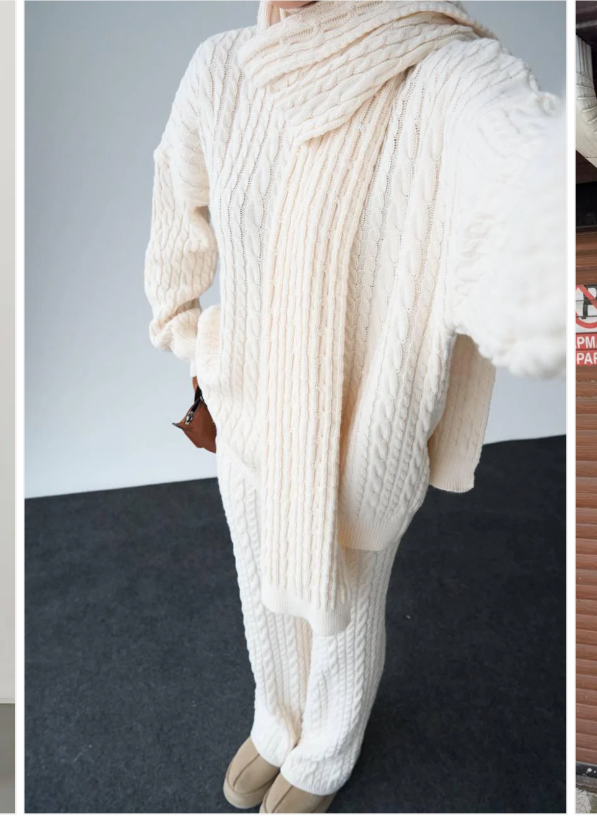 Set off white scarf knit