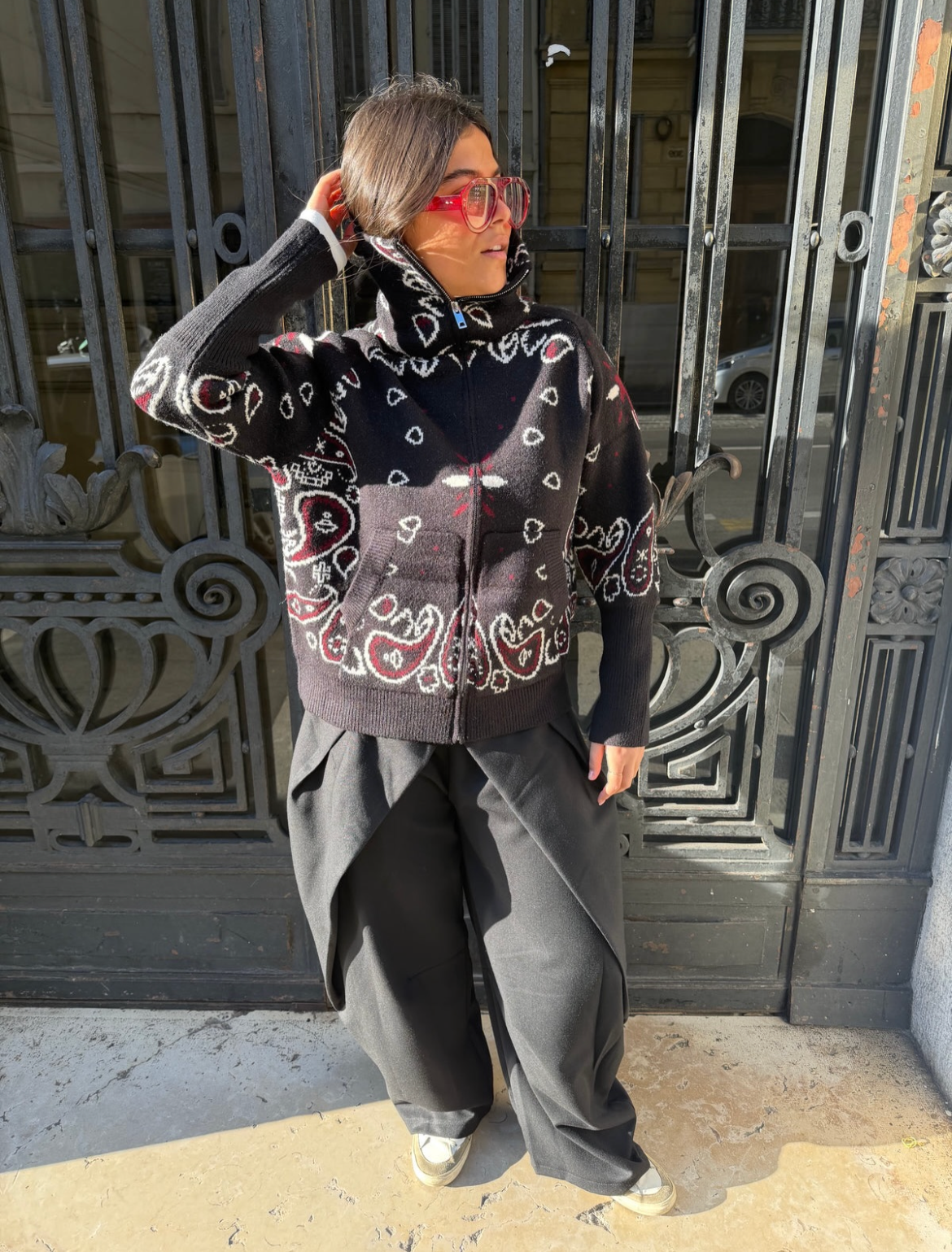 Bandana Zipper Black x Burgundy