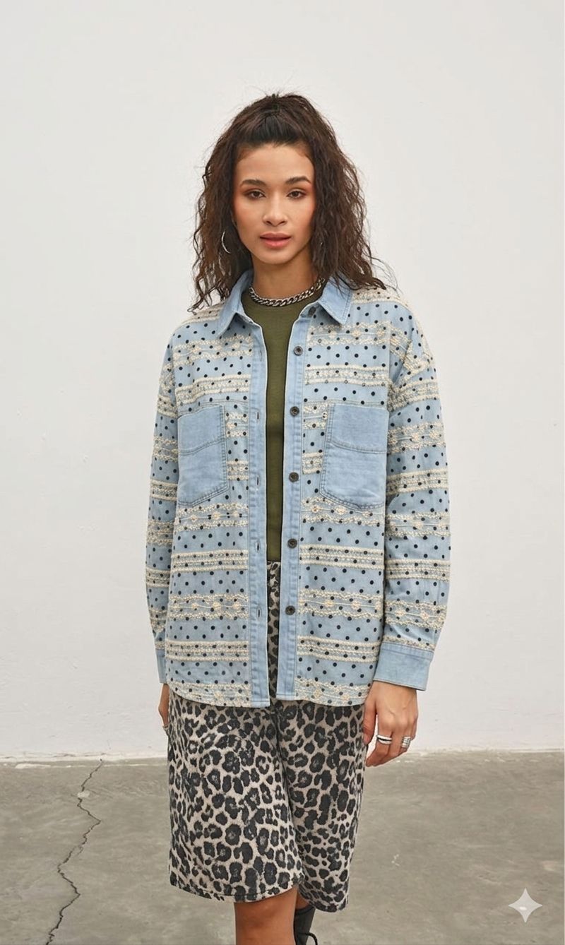 Shirt polka dantelle