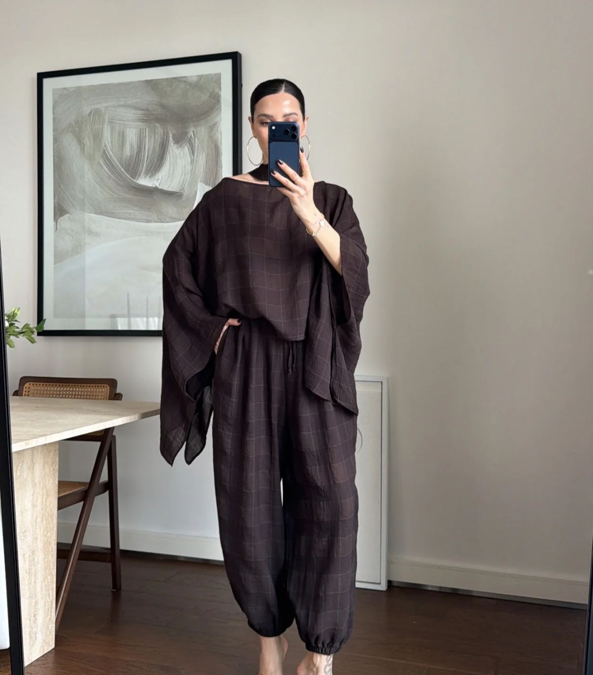 Set brown checkered