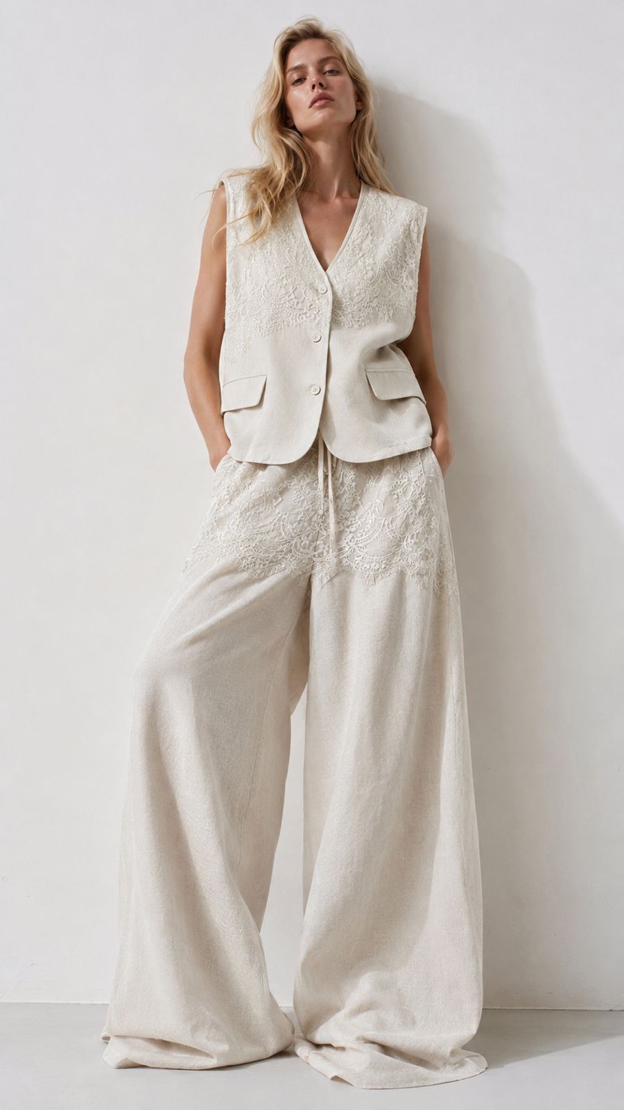 Set vest lace offwhite