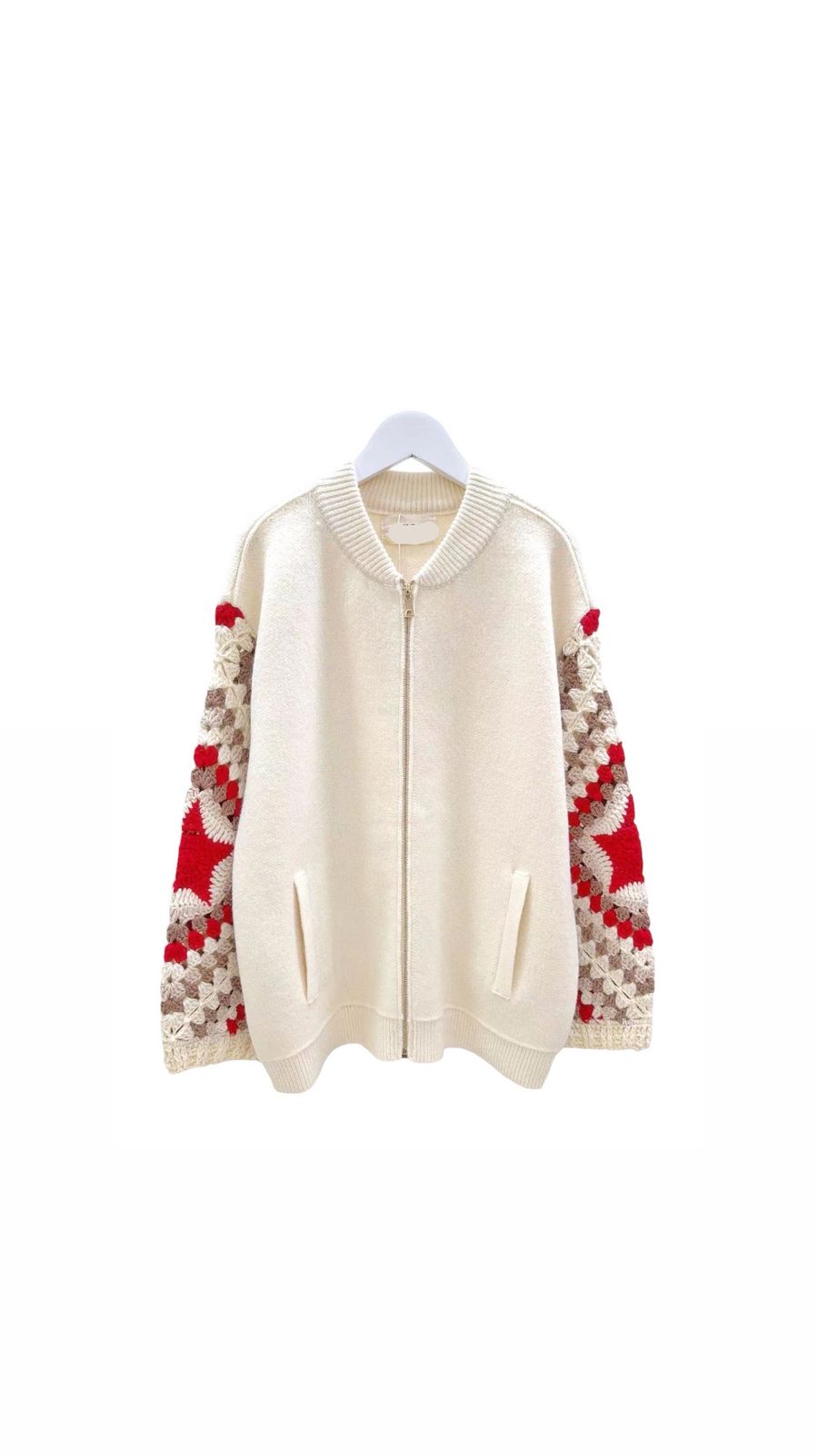 Jacket Crochet Sleeves Red