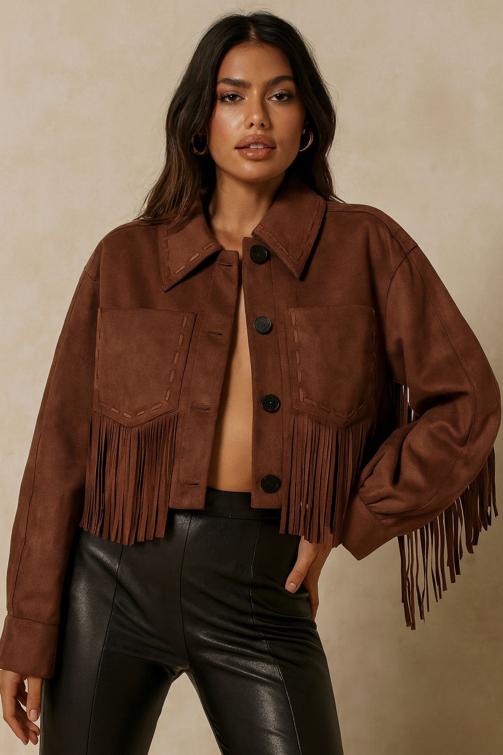 Jacket Short Brown Fringes