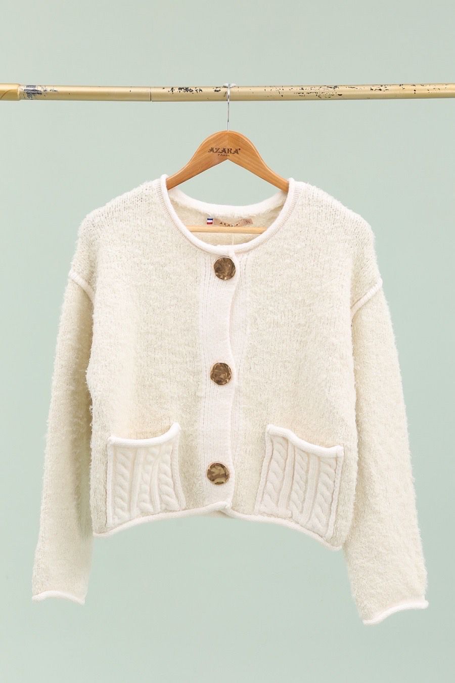 Cardigan white Buttons Gold