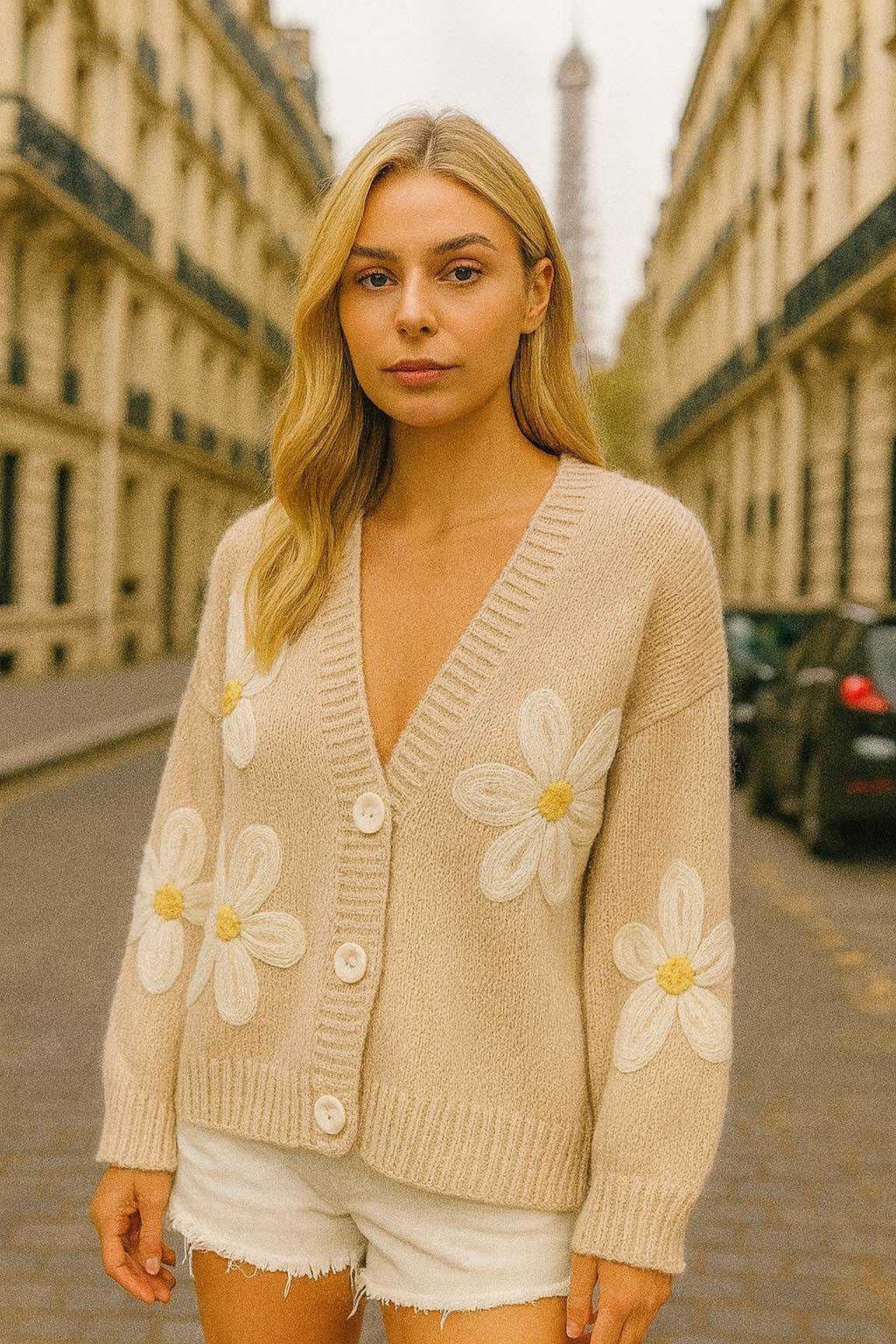 Cardigan Chunky Flowers