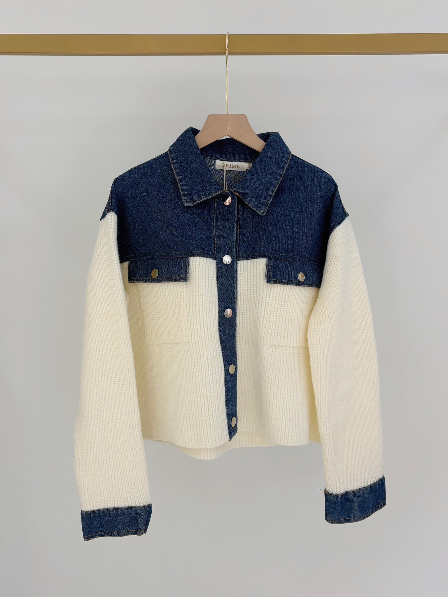Jacket denim knit white