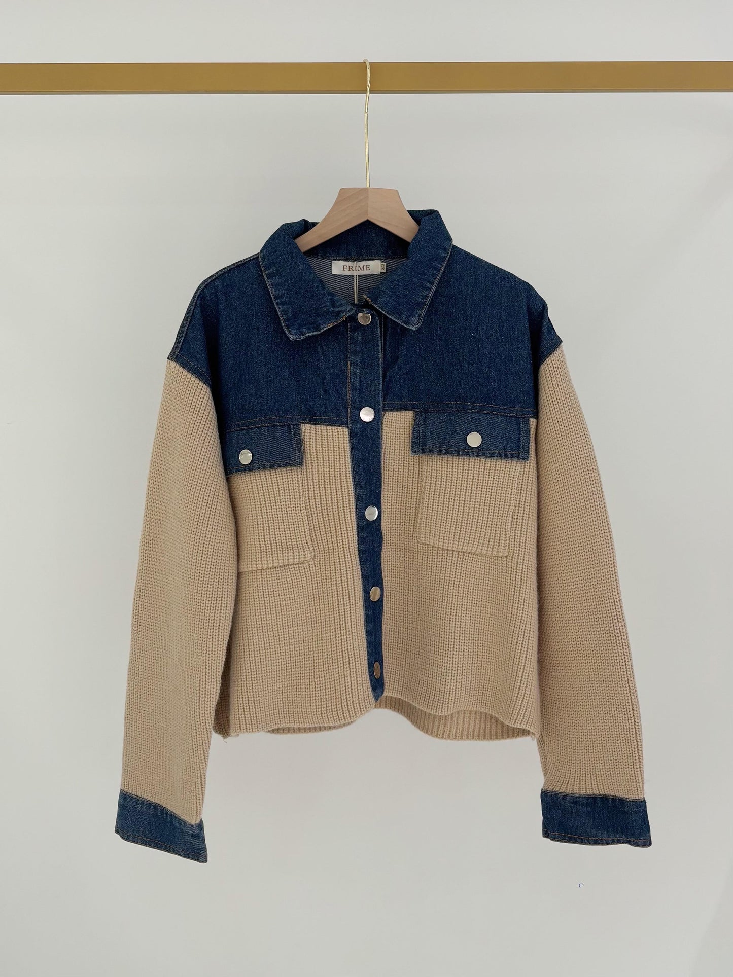 Jacket denim knit beige