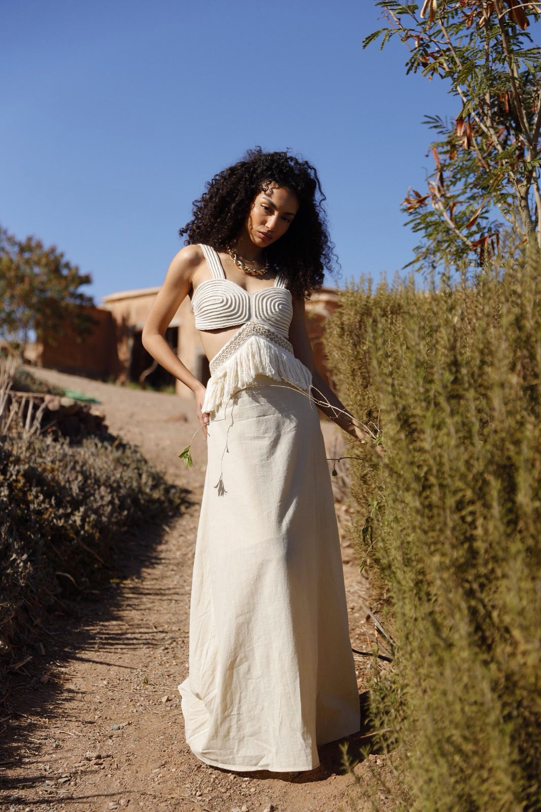 Dress beige fringes