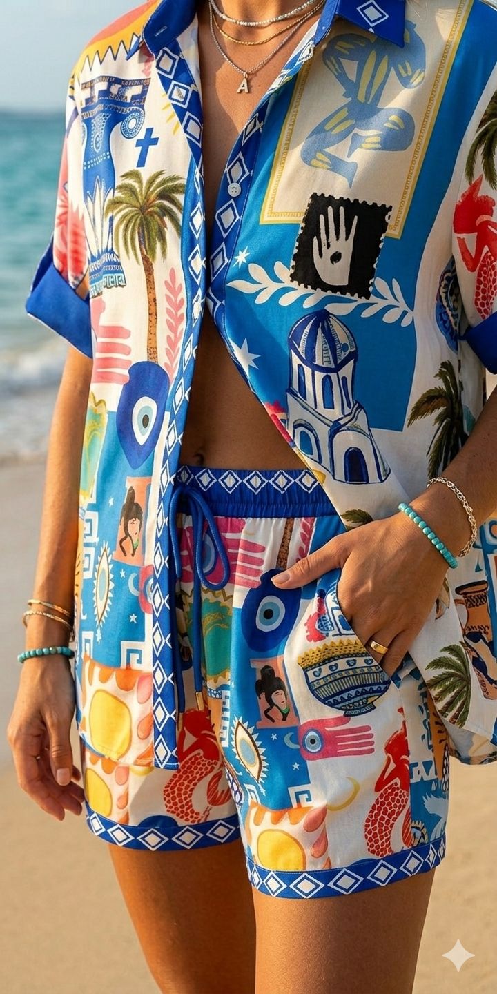 Set short pattern linen