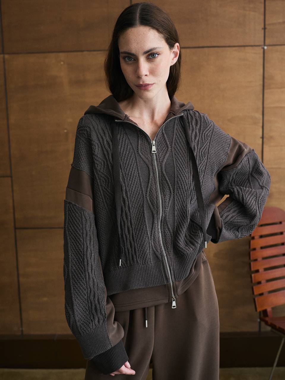 Set knit mix brown