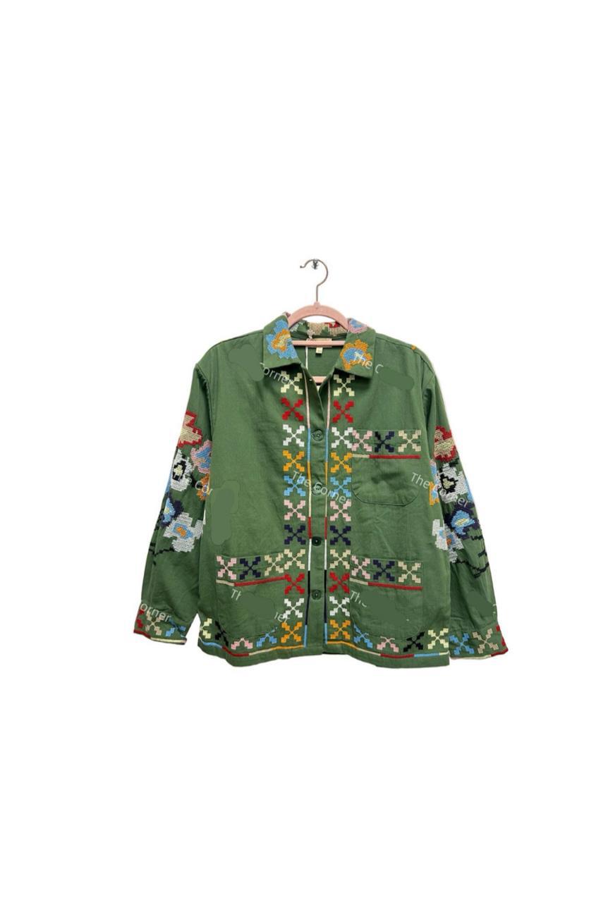 Jacket olive embroidery