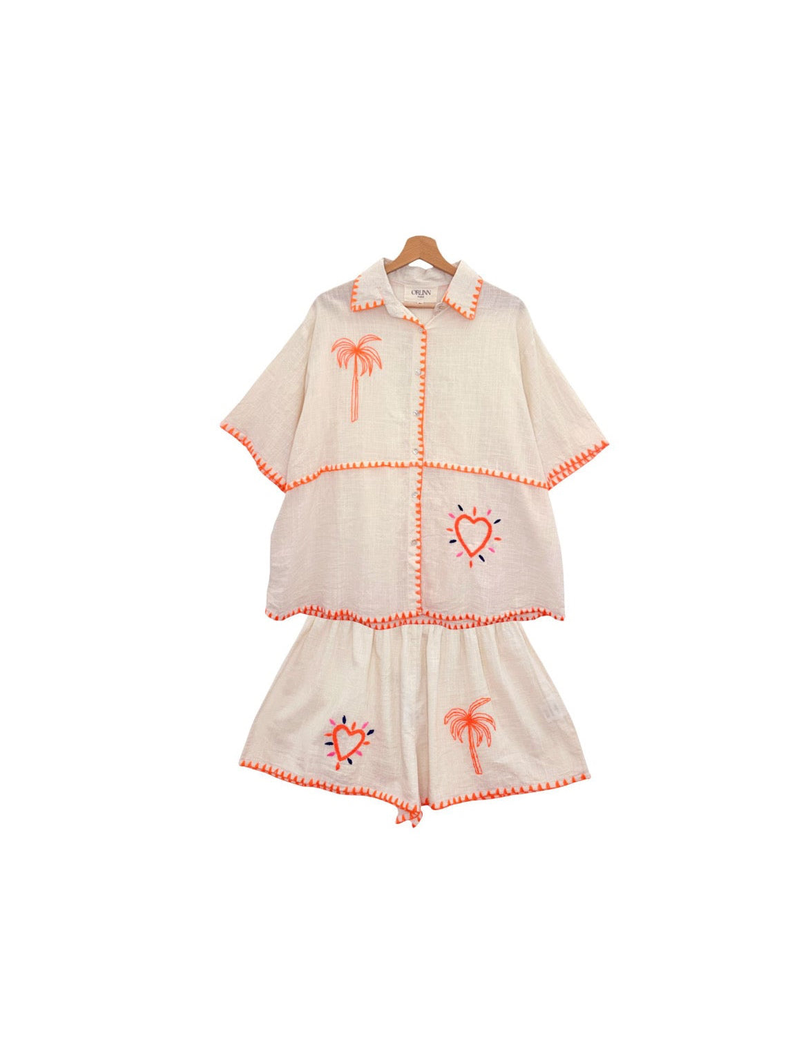 Set beige line orange
