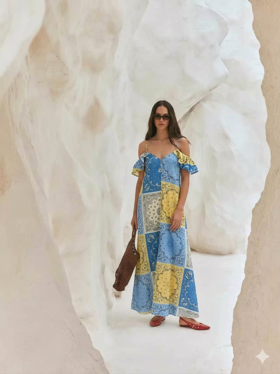 Dress bandana yellow blue