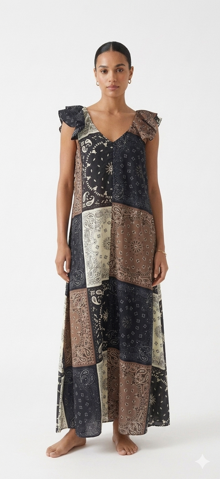 Dress bandana black beige