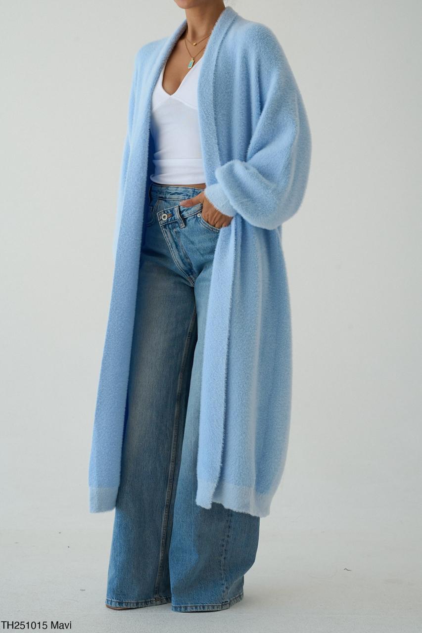 Fur cardigan light blue