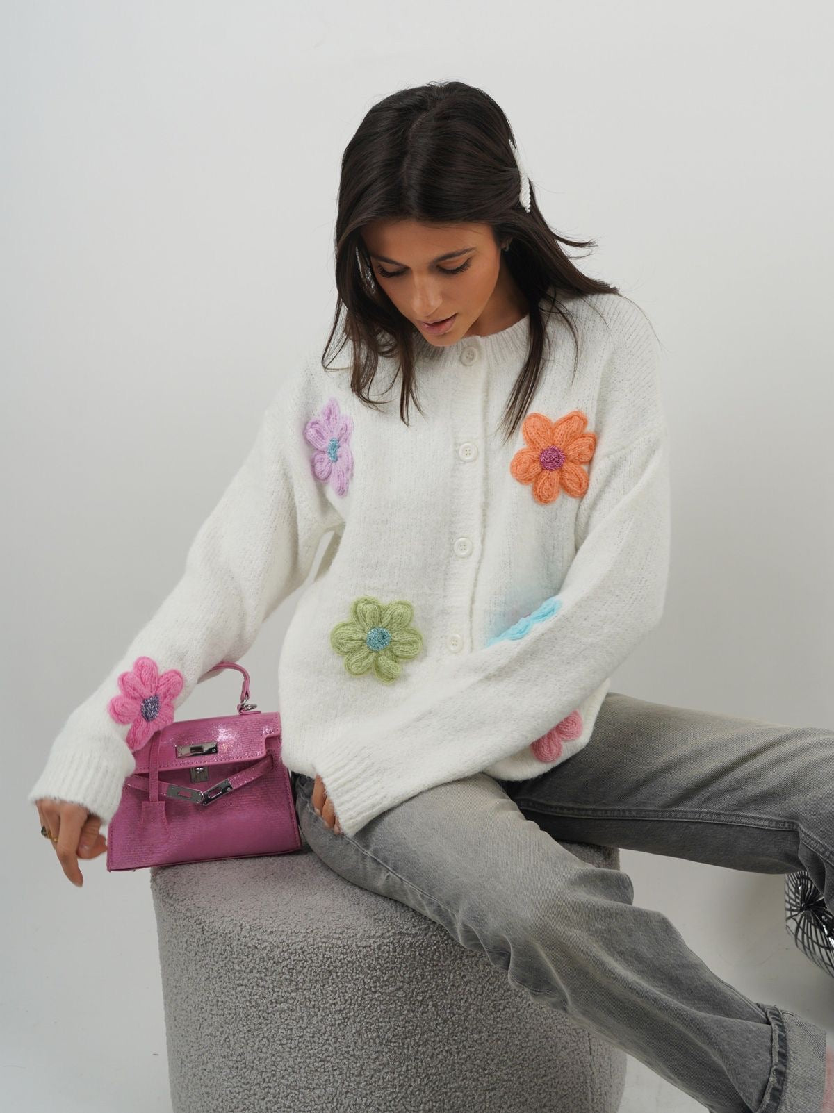 Cardigan chunky flowers