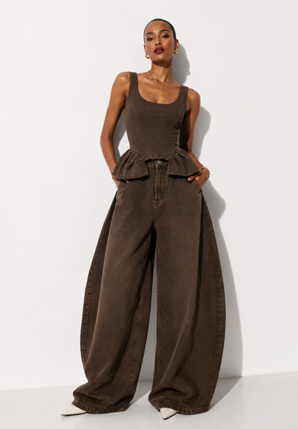 Set brown plain