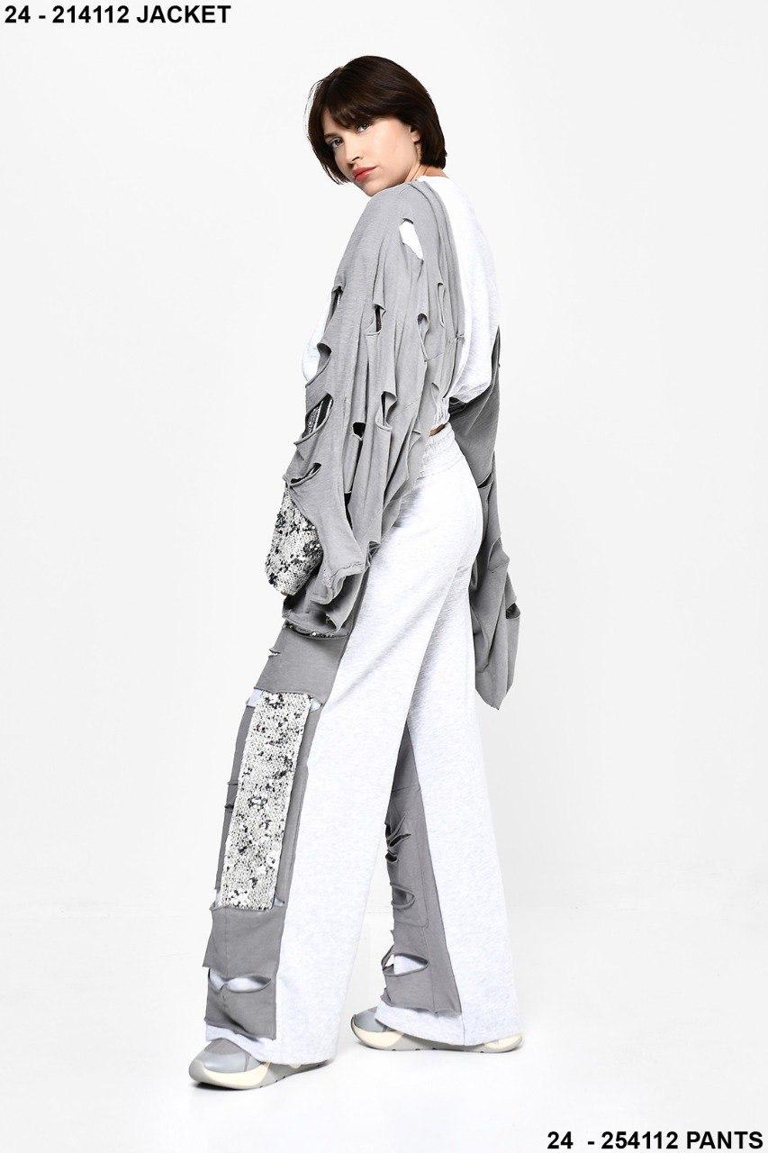 Jacket Sweater grey cutting