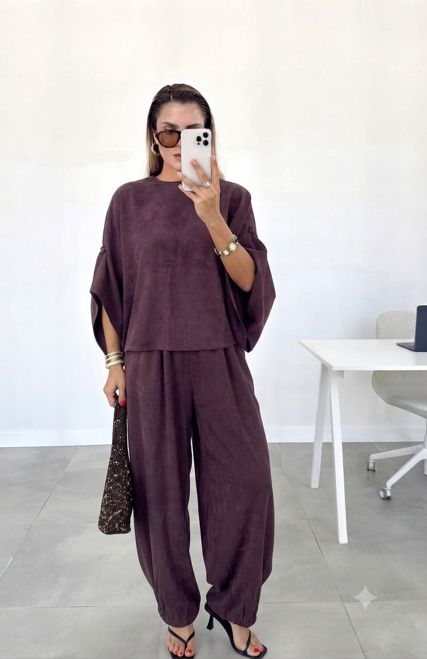 Set Mauve plain eggplant