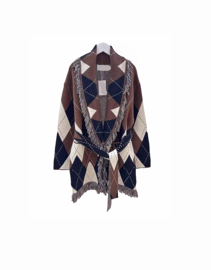 Cardigan argyle brown