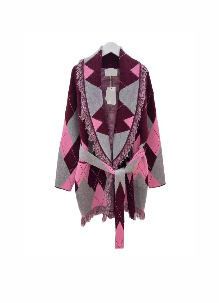 Cardigan argyle Pink