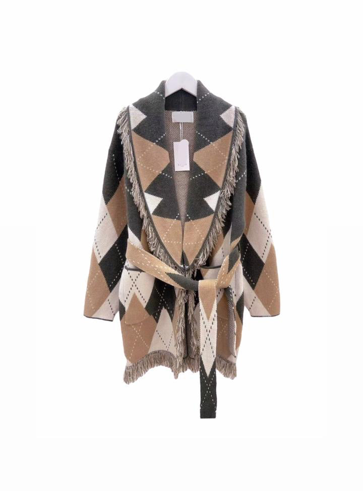 Cardigan argyle olive