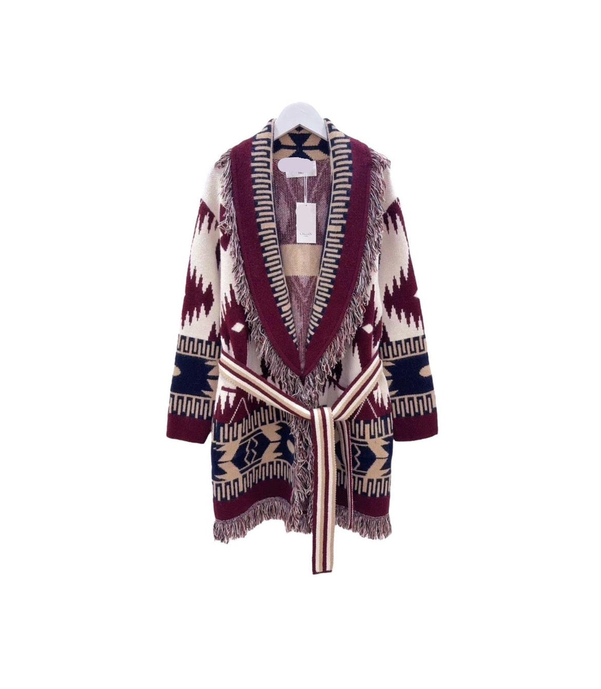 Cardigan pattern burgundy