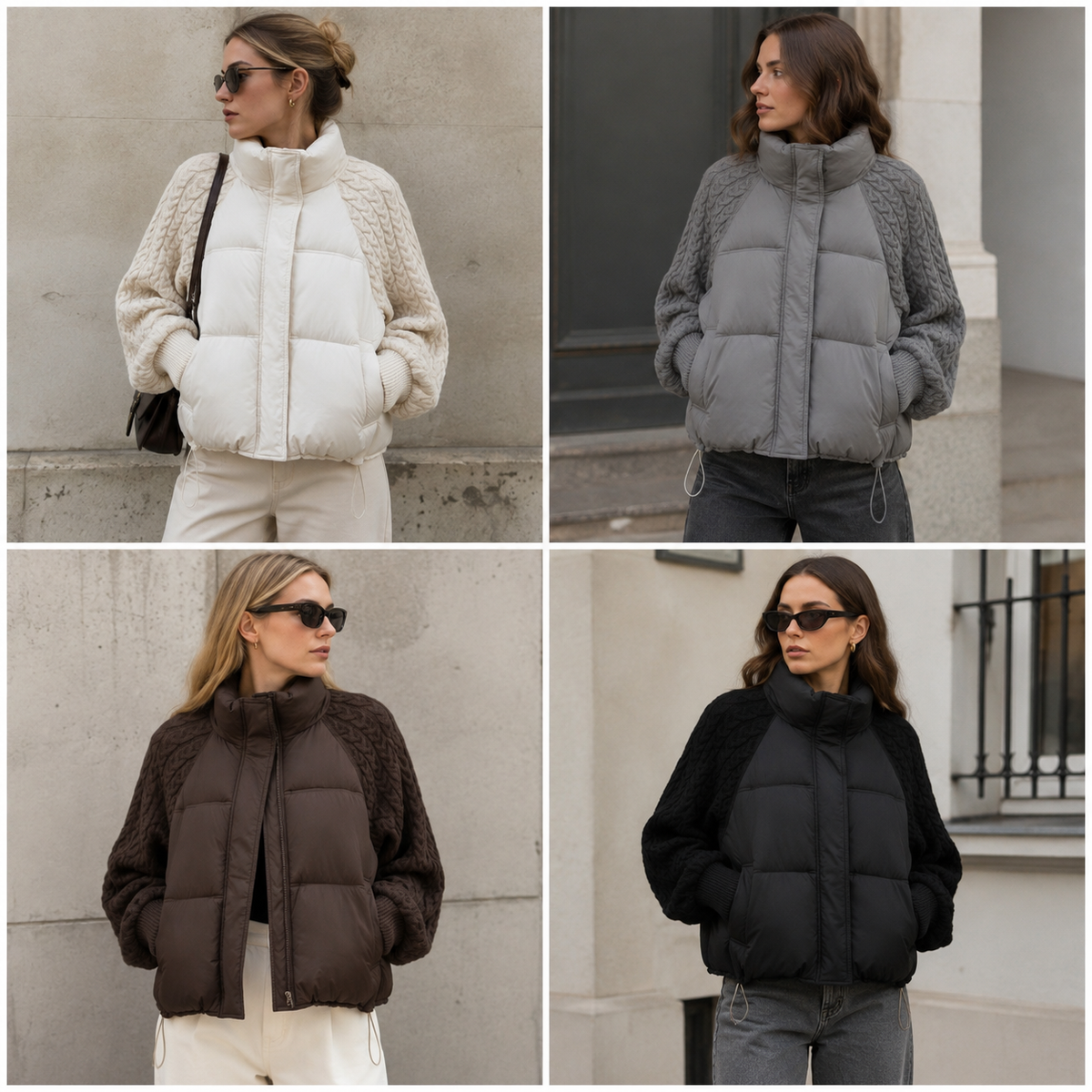 Jacket grey waterproof knit sleeves