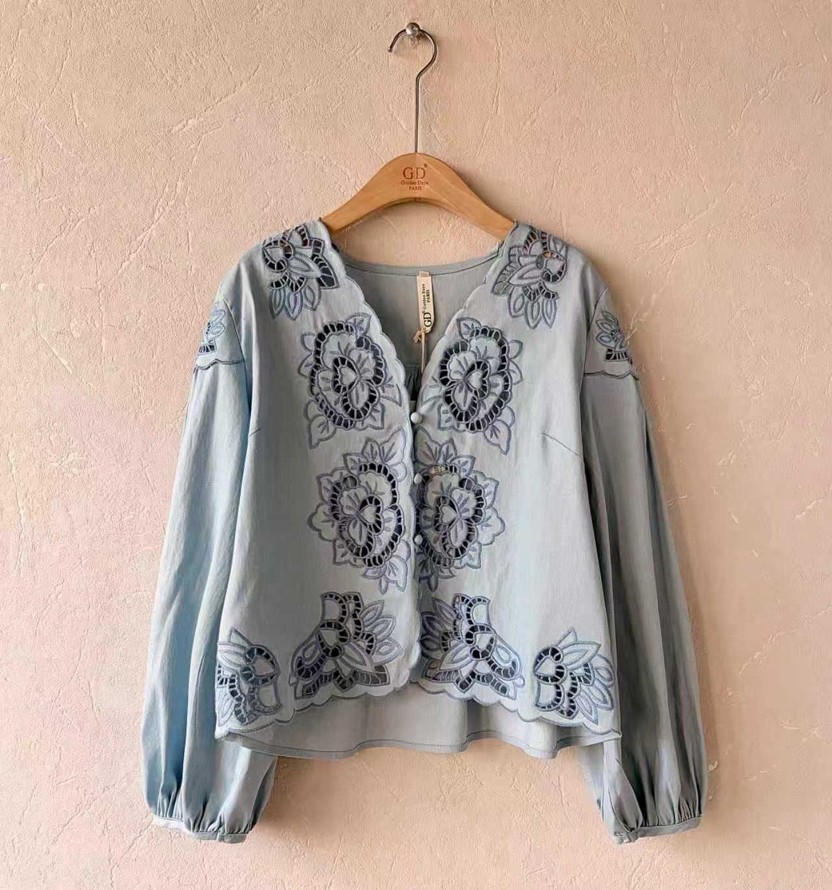 Shirt blue embroidery