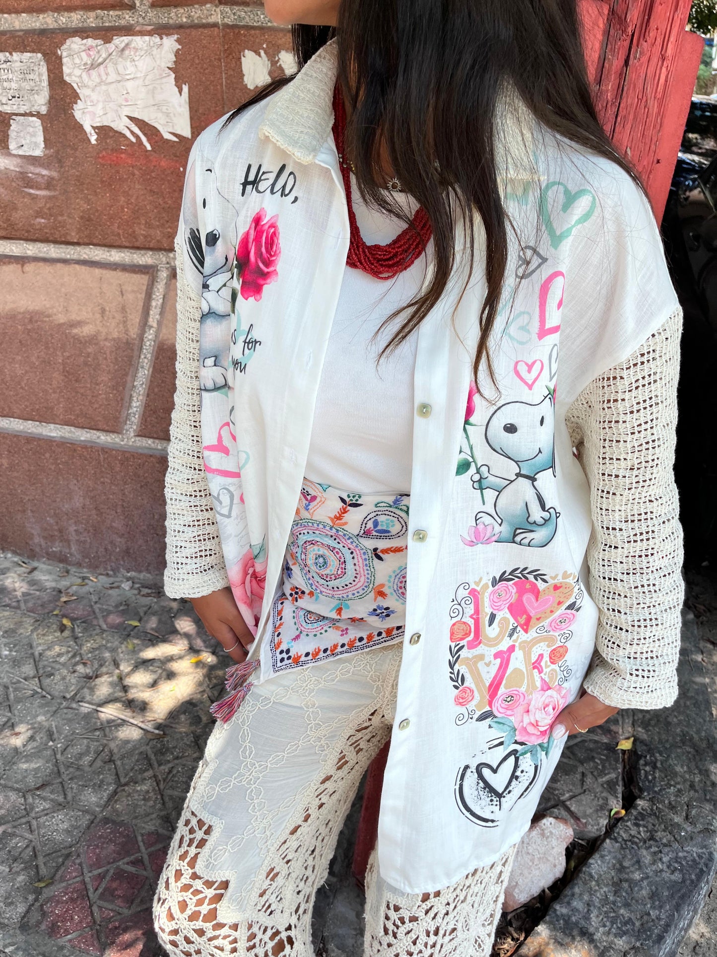 snoopy crochet sleeves