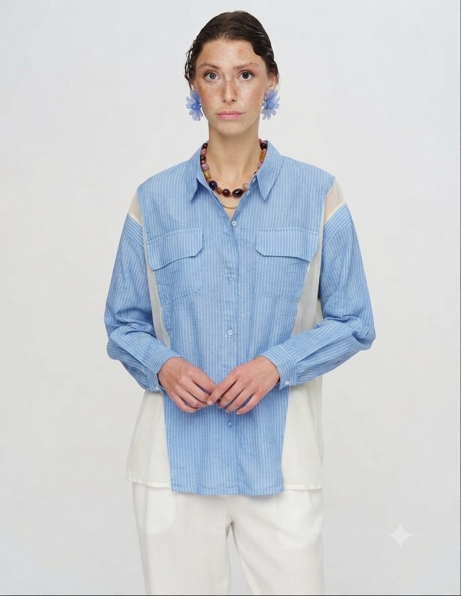 Shirt blue stripe side