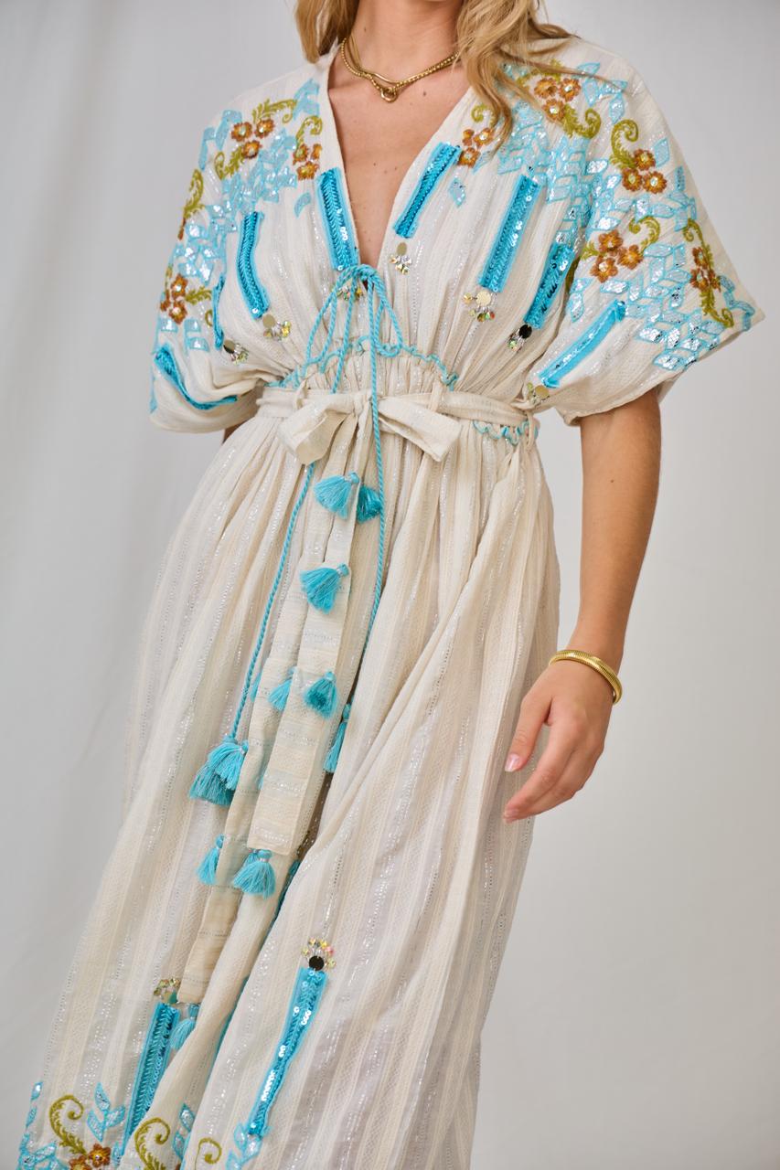 Embroidery Blue Dress LQ