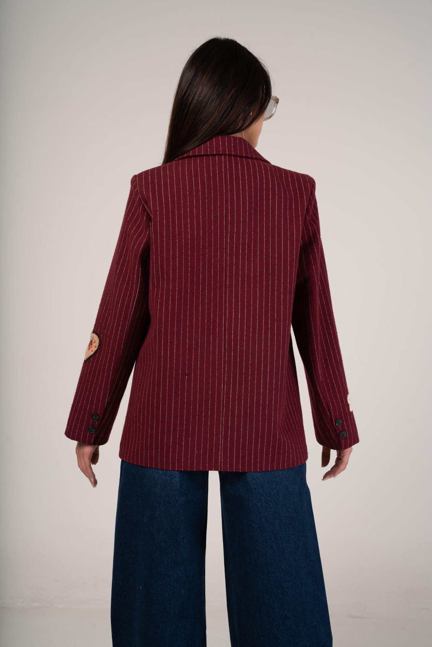 Printed Max Blazer Burgundy