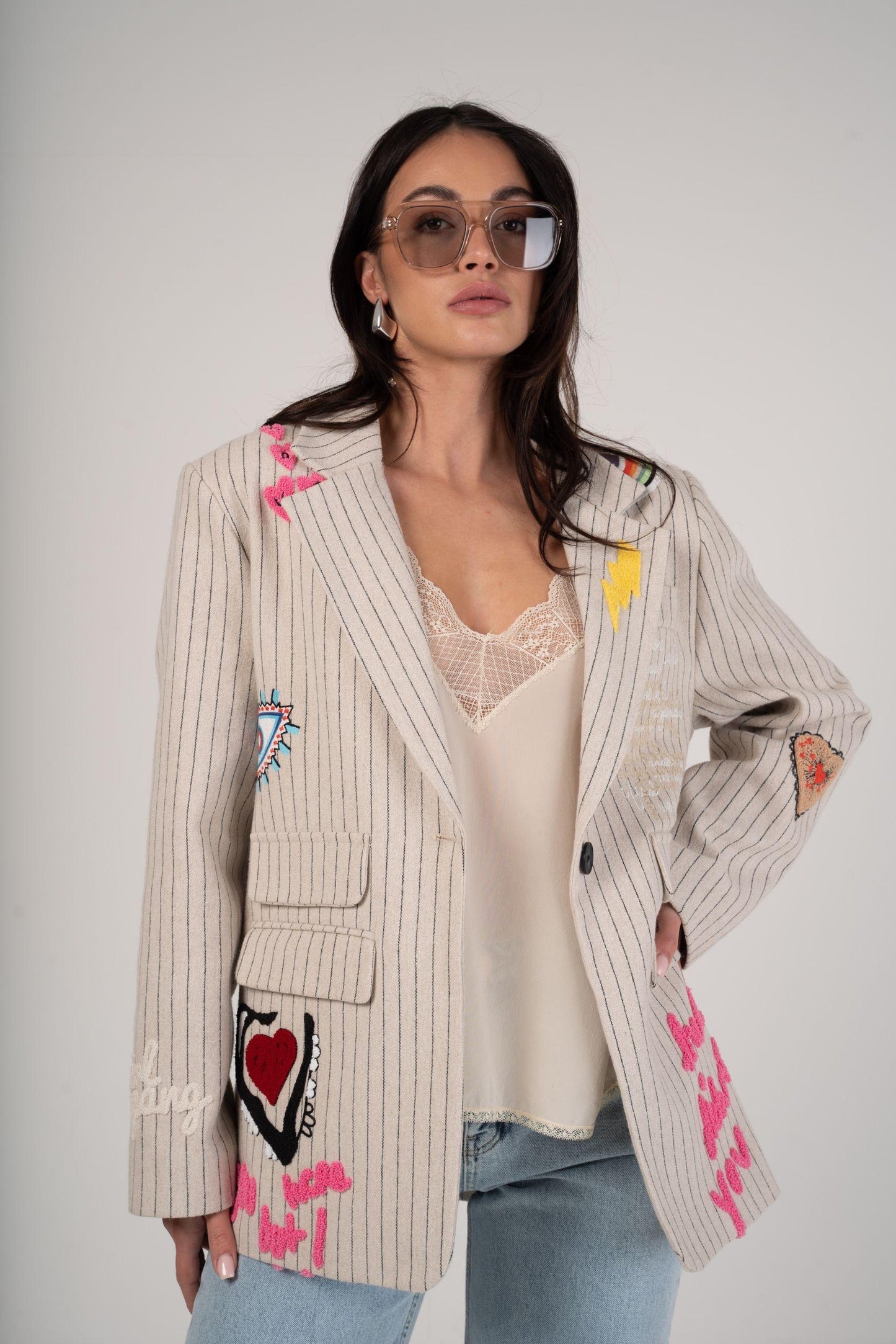 Printed Max Blazer Beige