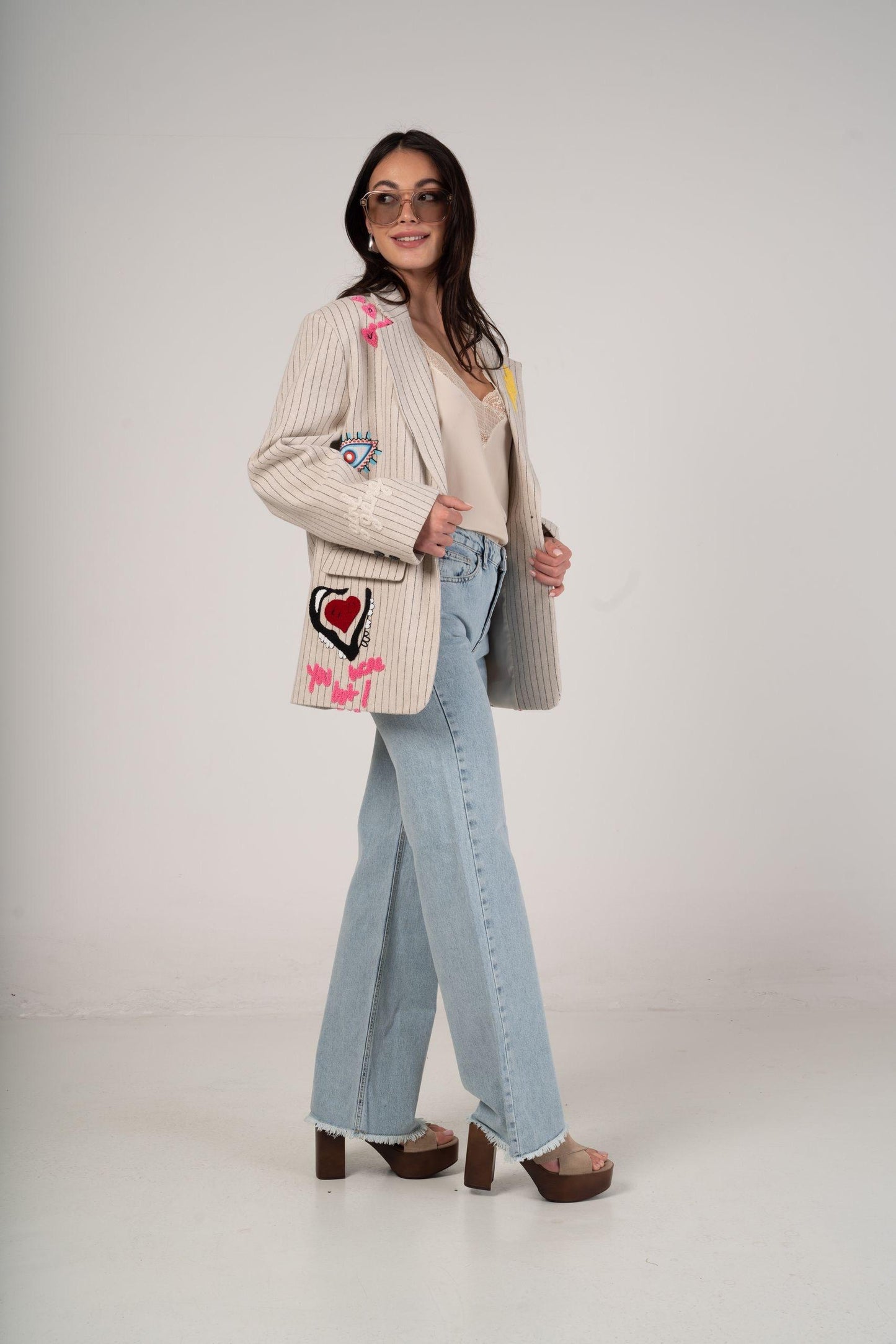 Printed Max Blazer Beige