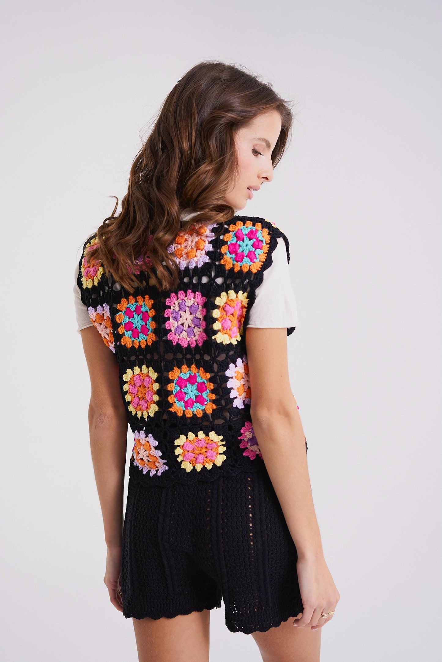 Top Handmade Crochet Rosa Black